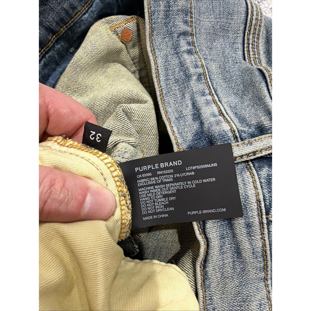 Purple Brand Jeans P001 Light Blue Vintage Skinny Distressed P001-LBVR524 Sz 32 - Picture 6 of 10